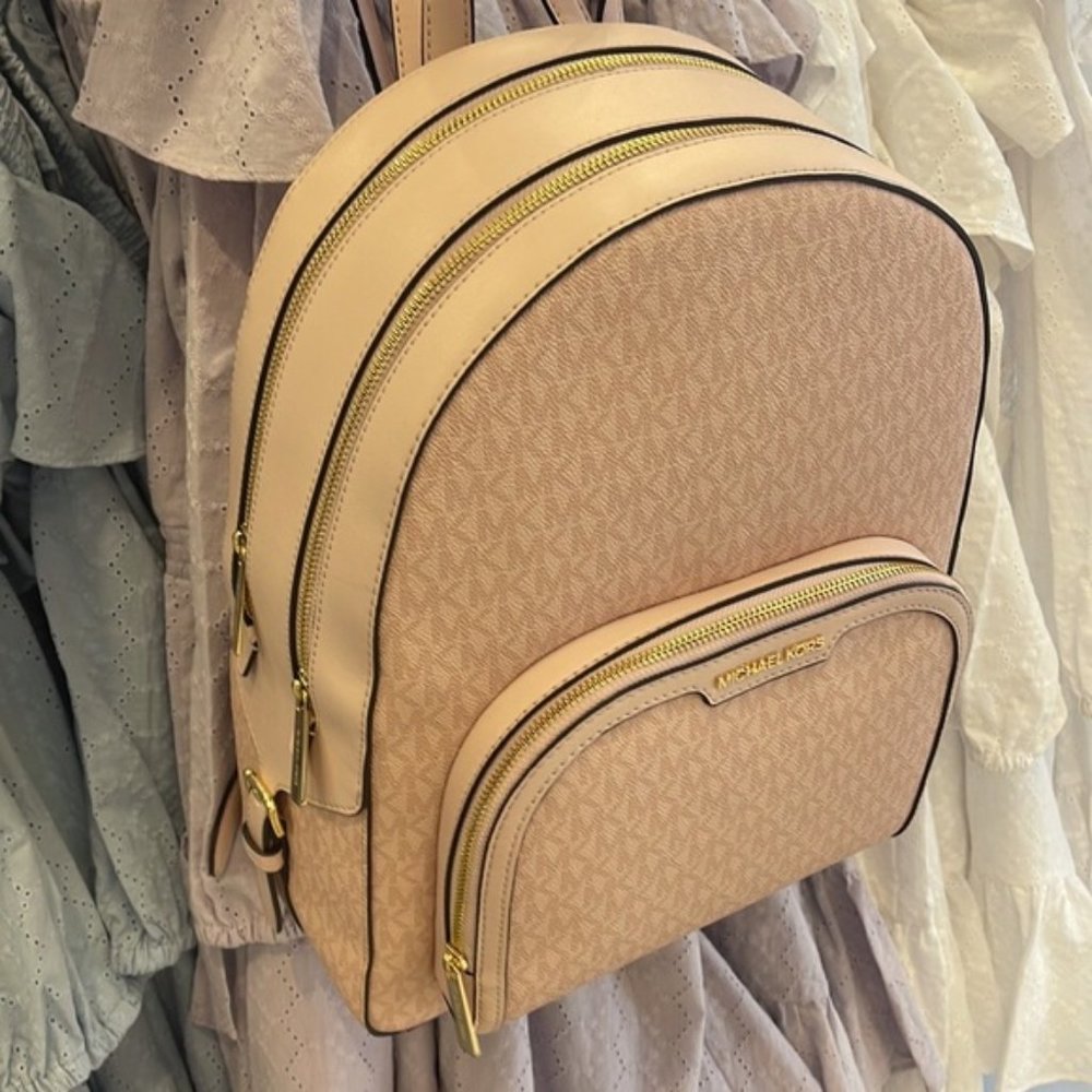 Michael Kors Jaycee Large Zip Pocket Backpack Dark Powder Blush - Picture 13 of 16